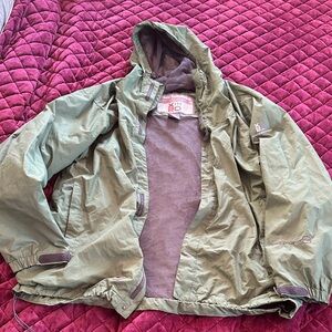 Green Hooded raincoat Jacket